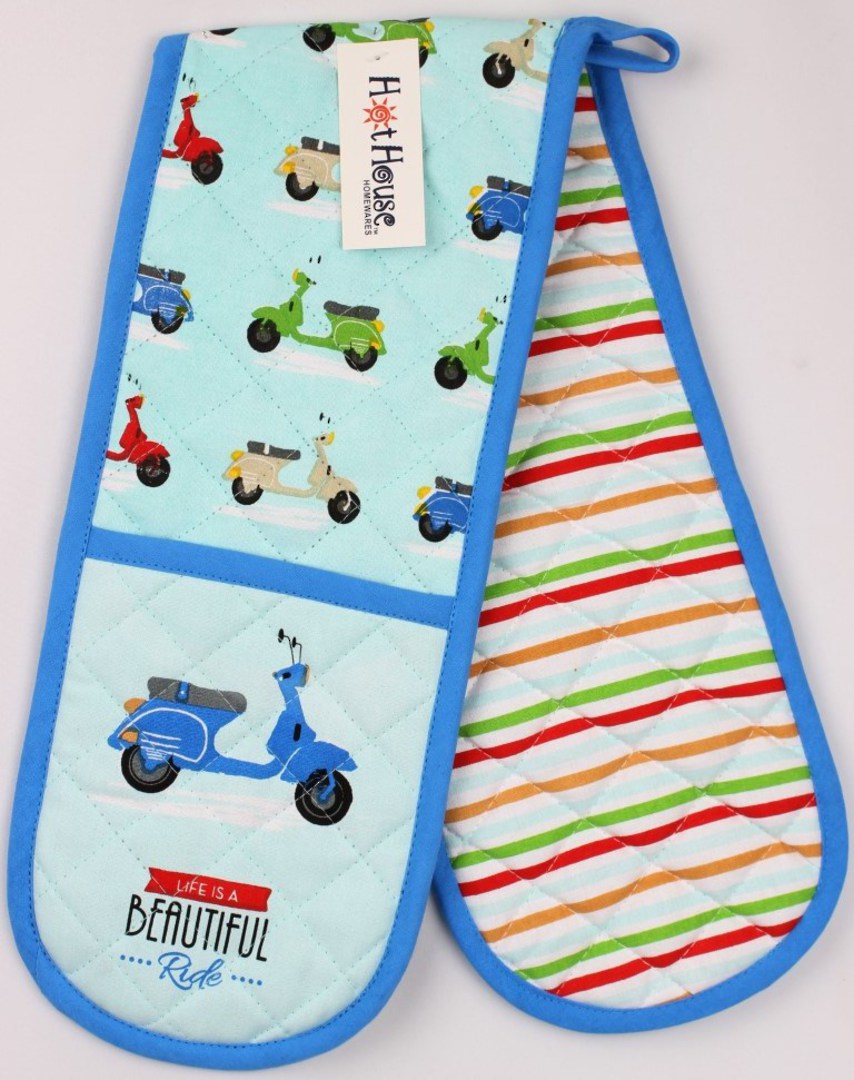 Scooter  double oven mitt. 'Life is a beautiful ride' Code: DM-SCOO image 0